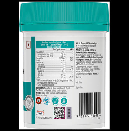 Swisse Ultiboost Odourless High Strength Wild Fish Oil Capsule with 1500mg Omega 3 | For Heart, Brain, Eye & Joint Health