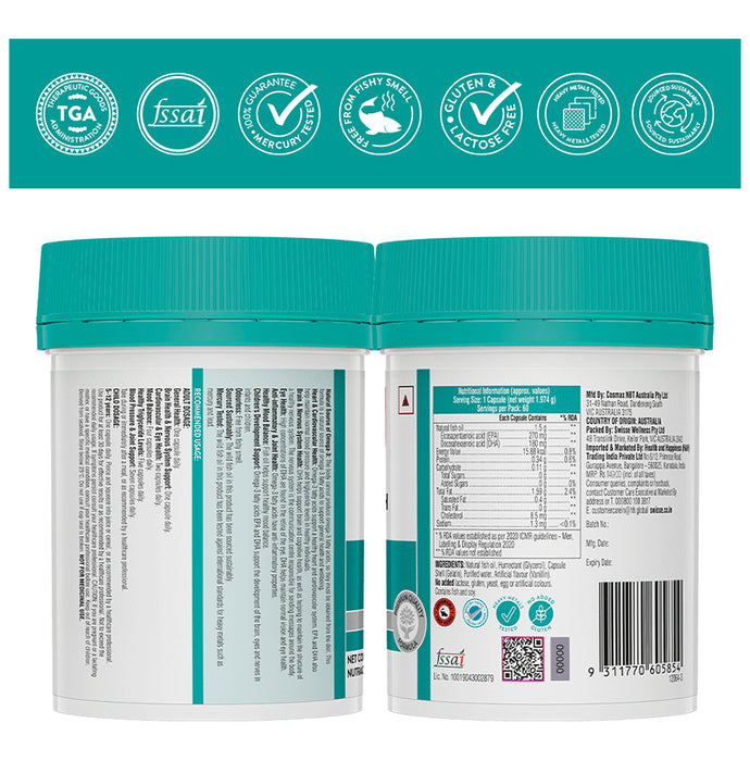 Swisse Ultiboost Odourless High Strength Wild Fish Oil Capsule with 1500mg Omega 3 | For Heart, Brain, Eye & Joint Health