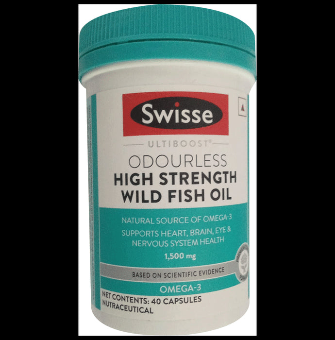 Swisse Ultiboost Odourless High Strength Wild Fish Oil Capsule with 1500mg Omega 3 | For Heart, Brain, Eye & Joint Health - Classic Derma
