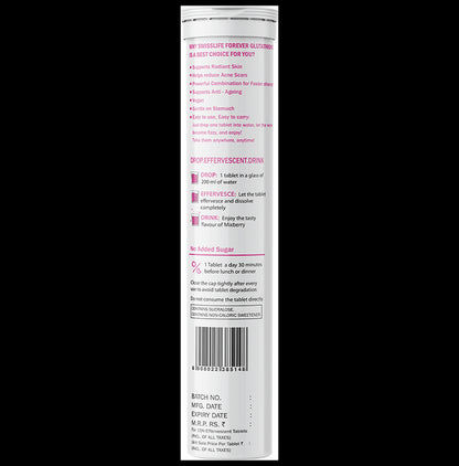 SWISSLIFE FOREVER Glutathione & Vitamin C Effervescent Tablets (15 Each) Mixberry No Sugar