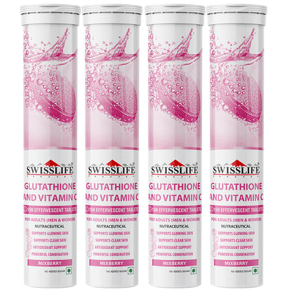 SWISSLIFE FOREVER Glutathione & Vitamin C Effervescent Tablets (15 Each) Mixberry No Sugar - Classic Derma