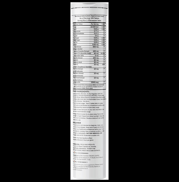 SWISSLIFE FOREVER Glutathione & Vitamin C Effervescent Tablets (15 Each) Mixberry No Sugar