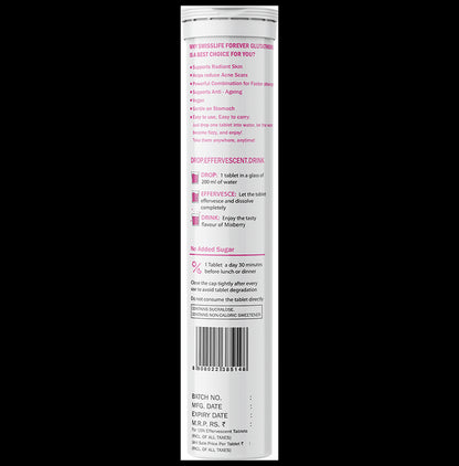 SWISSLIFE FOREVER Glutathione & Vitamin C Effervescent Tablets (15 Each) Mixberry No Sugar