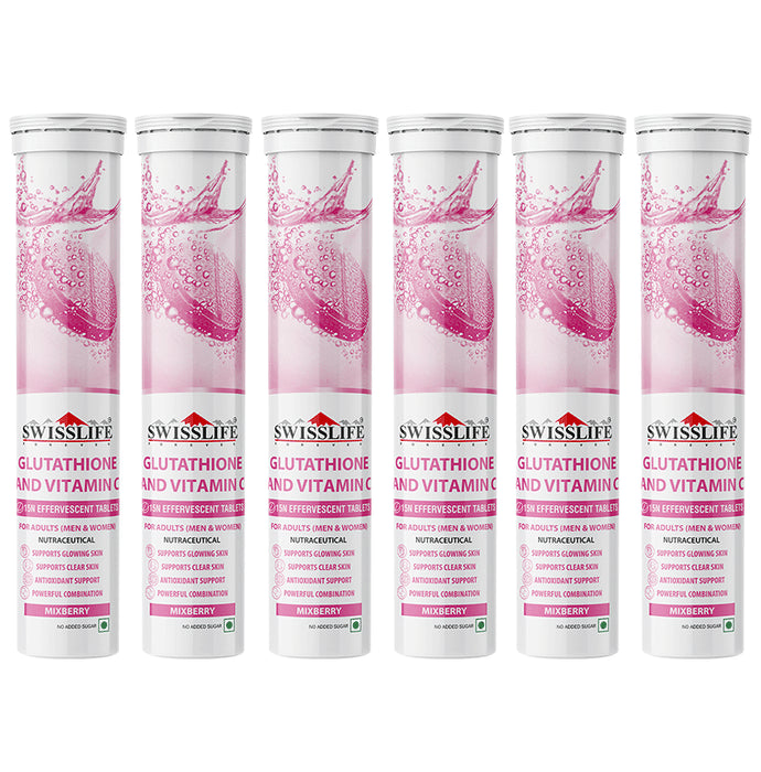 SWISSLIFE FOREVER Glutathione & Vitamin C Effervescent Tablets (15 Each) Mixberry No Sugar - Classic Derma