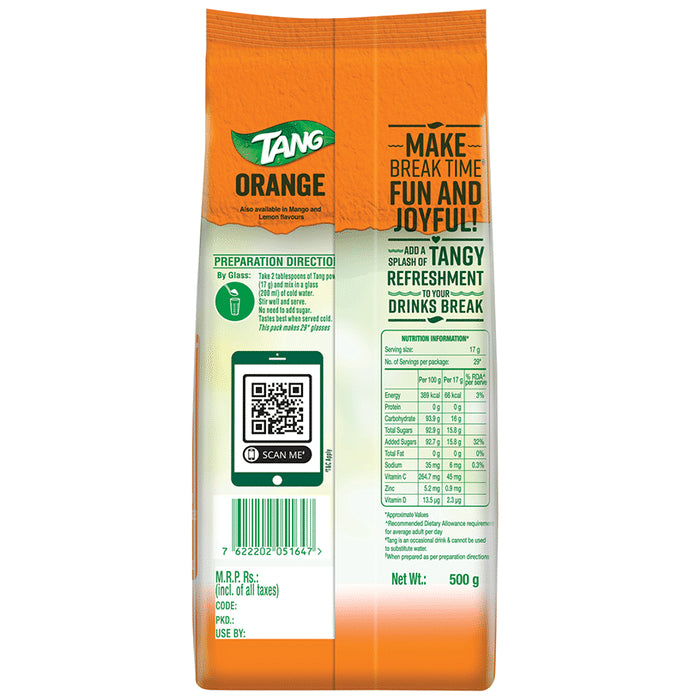 Tang Instant Drink Mix with 100% Vitamin C | Flavour Orange