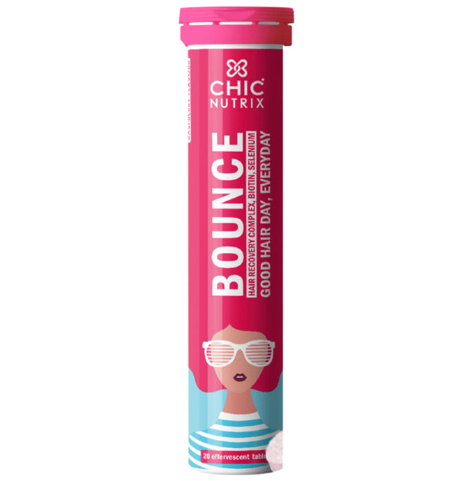 Chicnutrix Bounce Hair Recovery Complex with Biotin & Selenium | Flavour Raspberry Effervescent Tablet - Classic Derma