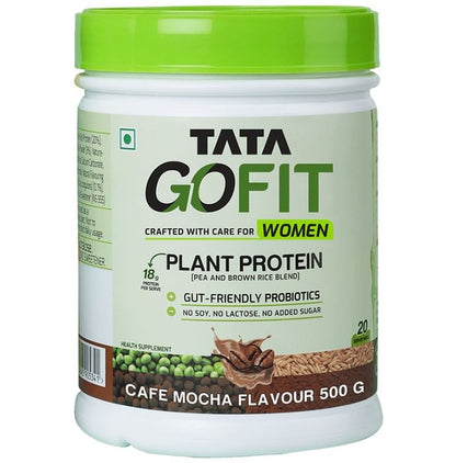 Tata Go Fit Plant Protein for Women, Gut-Friendly Probiotics Cafe Mocha - Classic Derma