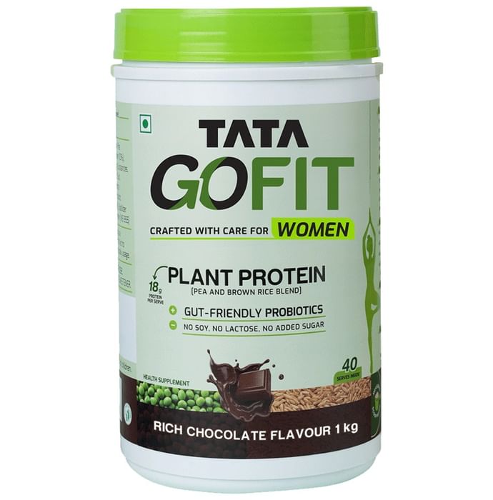 Tata Go Fit Plant Protein for Women, Gut-Friendly Probiotics Rich Chocolate - Classic Derma