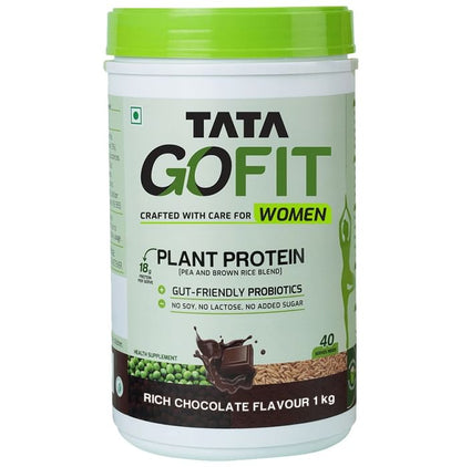 Tata Go Fit Plant Protein for Women, Gut-Friendly Probiotics Rich Chocolate - Classic Derma