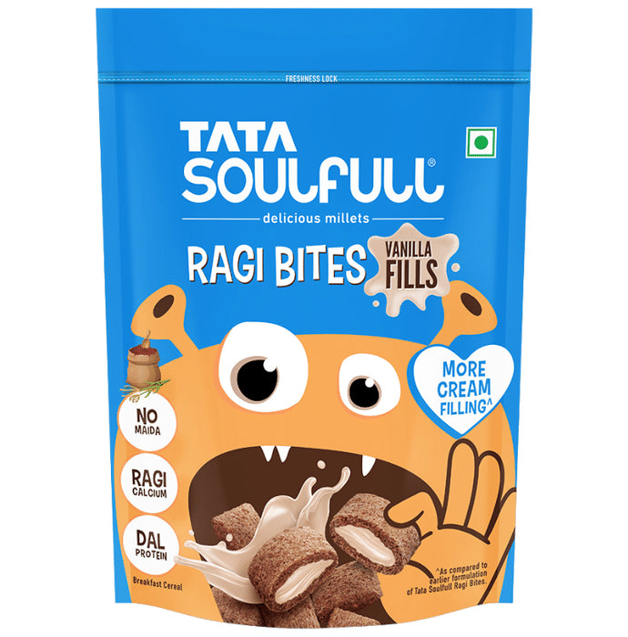 Tata Soulfull Ragi Bites Choco Fills, No Maida, Delicious Millets, Breakfast Cereal Vanilla Fills - Classic Derma