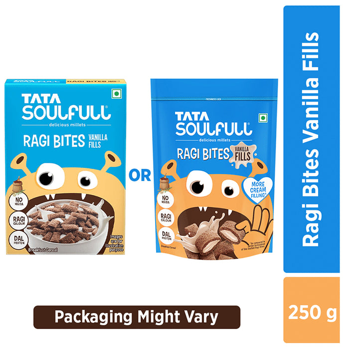 Tata Soulfull Ragi Bites Choco Fills, No Maida, Delicious Millets, Breakfast Cereal Vanilla Fills