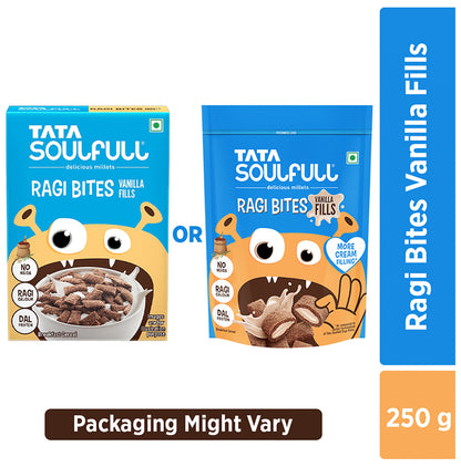 Tata Soulfull Ragi Bites Choco Fills, No Maida, Delicious Millets, Breakfast Cereal Vanilla Fills