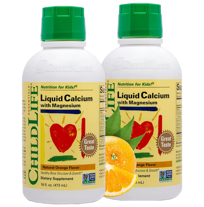 Child Life Essentials Liquid Calcium With Magnesium (473ml Each) Natural Orange - Classic Derma