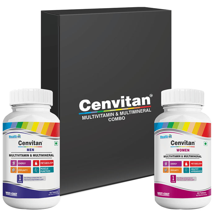 Men & Women Multivitamin Combo of HealthVit Cenvitan Men 60 Tablet and HealthVit Cenvitan Women 60 Tablet - Classic Derma