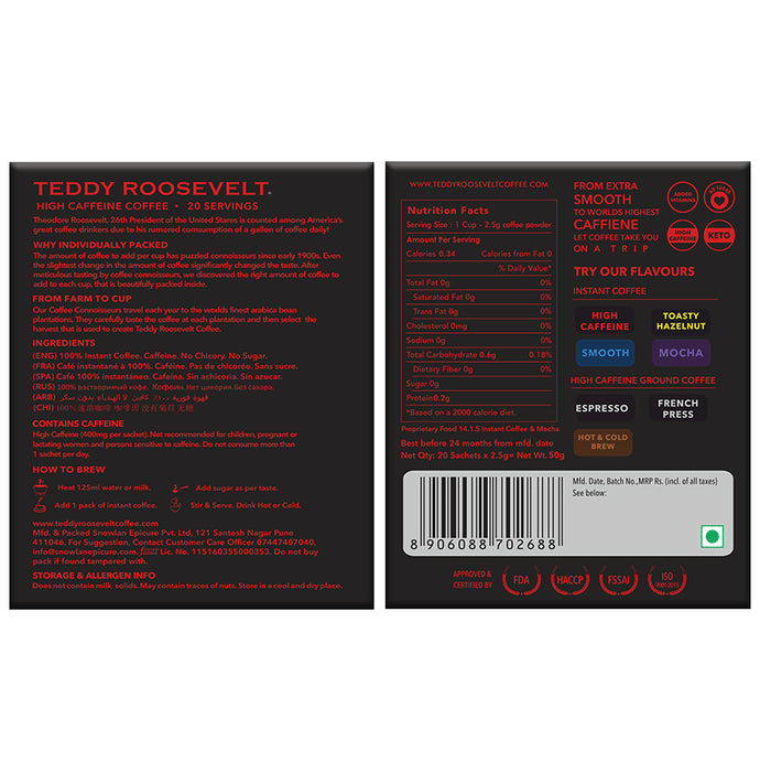 Teddy Roosevelt Highest Caffeine Coffee Sachet (2.5gm Each)
