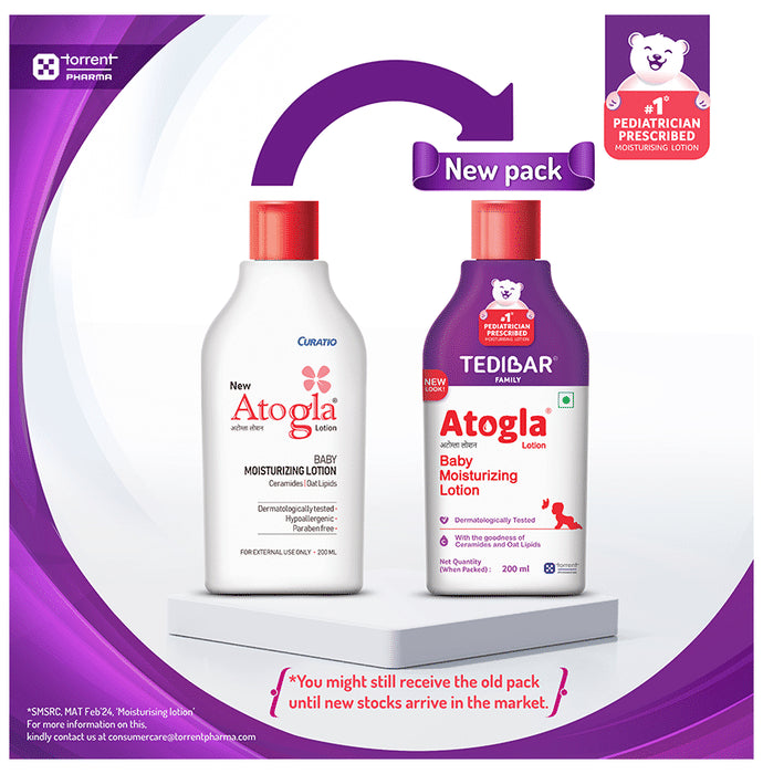 Tedibar Tedibar Atogla Baby Moisturizing Lotion with Ceramides & Oat Lipids | Derma Care | Paraben-Free | Dermatologically Tested