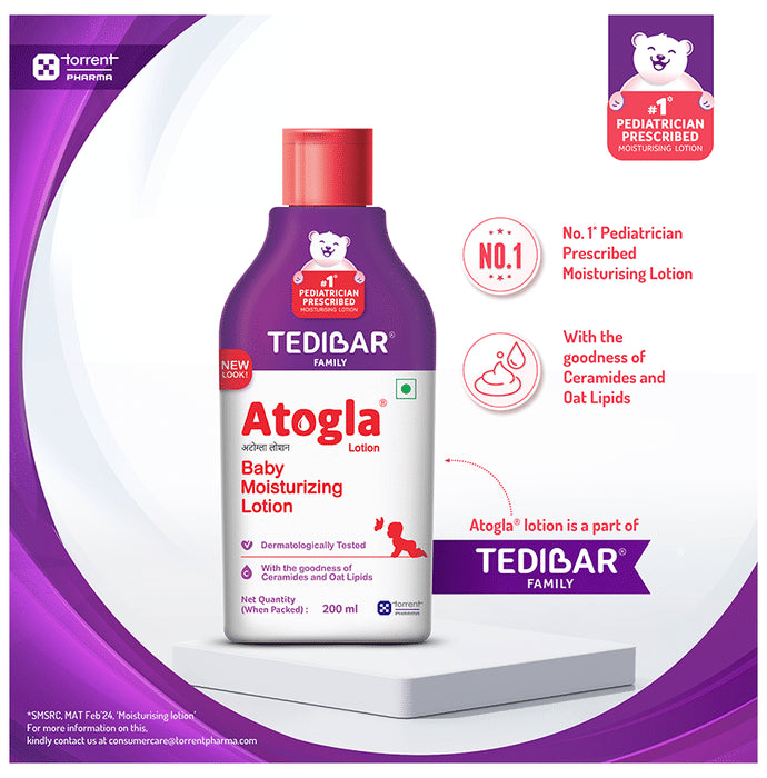 Tedibar Tedibar Atogla Baby Moisturizing Lotion with Ceramides & Oat Lipids | Derma Care | Paraben-Free | Dermatologically Tested