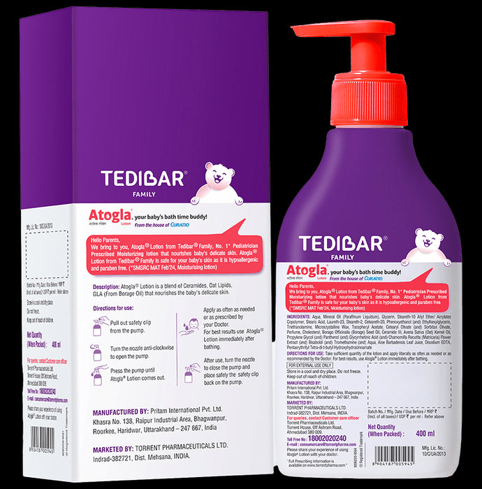 Tedibar Tedibar Atogla Baby Moisturizing Lotion with Ceramides & Oat Lipids | Derma Care | Paraben-Free | Dermatologically Tested