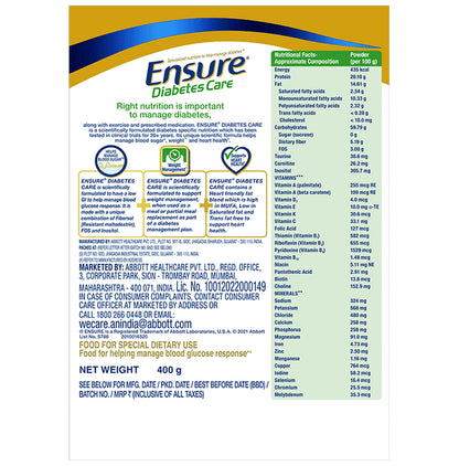 Ensure Diabetes Care Specialized Nutrition Drink Powder Chocolate