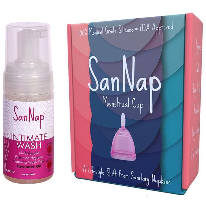 SanNap Combo Pack of Intimate Foaming Wash 100ml and FDA Approved Menstrual Cup Medium - Classic Derma