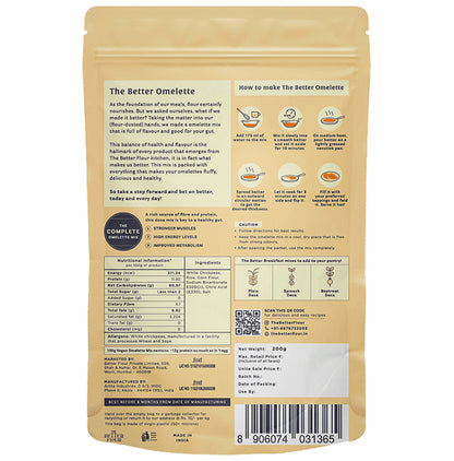 The Better Flour Instant Vegan Chilla or Omelette Mix, Plant Based Protein Rich Chilla