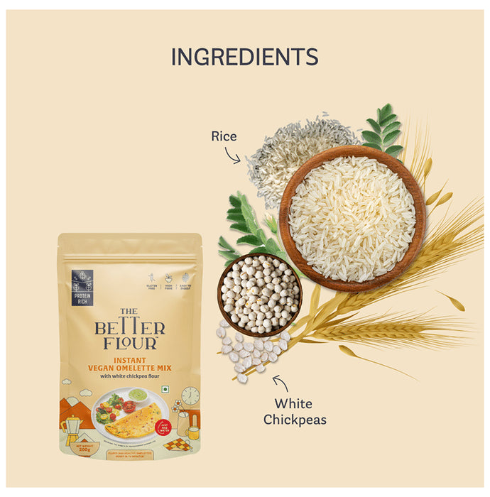 The Better Flour Instant Vegan Chilla or Omelette Mix, Plant Based Protein Rich Chilla