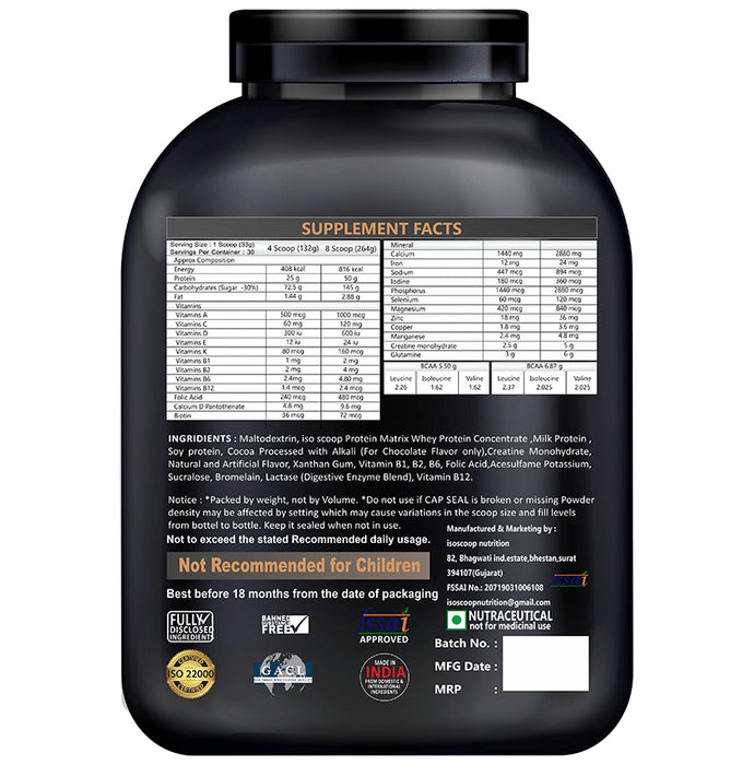 Isoscoop Nutrition The Incredible Hulk Mass Chocolate Cream Powder