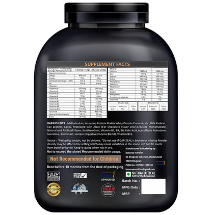 Isoscoop Nutrition The Incredible Hulk Mass Chocolate Cream Powder