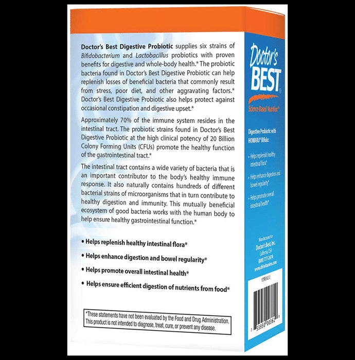 Doctor's Best Digestive Probiotic 20 Billion with Howaru Veggie Caps