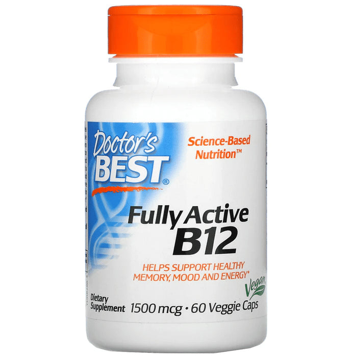 Doctor's Best Fully Active B12 1500mcg Veggie Cap | Supports Healthy Memory, Mood & Energy Vegicap - Classic Derma
