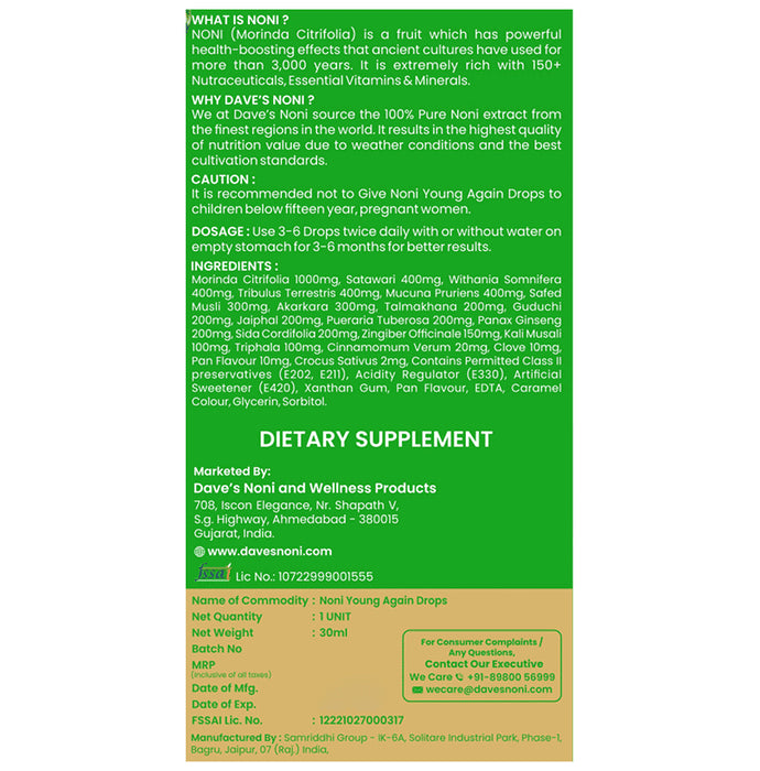 The Dave's Noni Young Again Drops for Females (30ml Each)