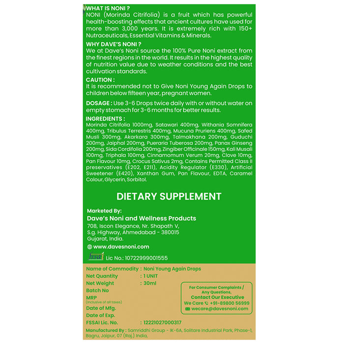 The Dave's Noni Young Again Drops for Females (30ml Each)