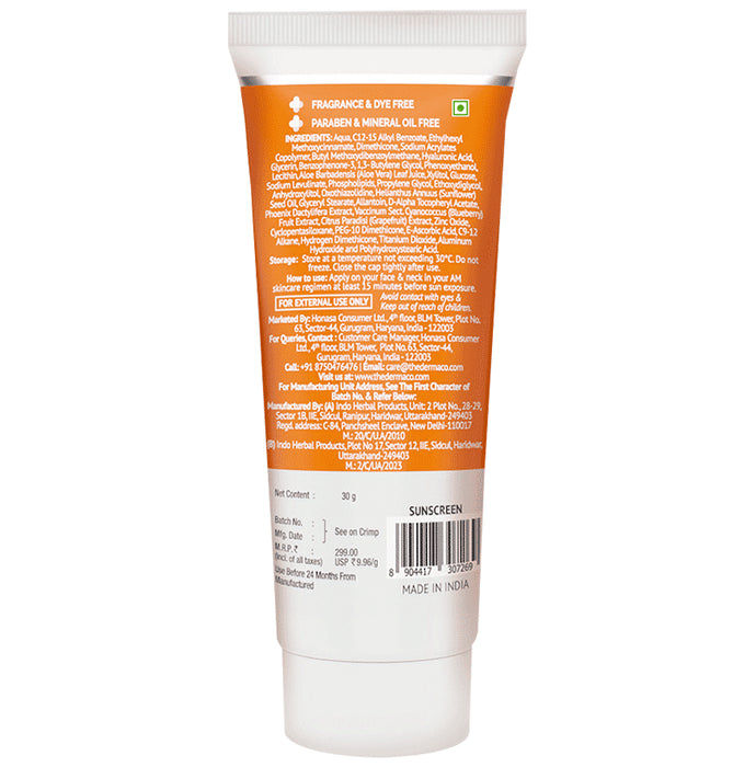 The Derma Co 1% Hyaluronic Sunscreen Aqua Gel with Vitamin E | Fragrance Free SPF 50 PA++++