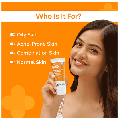 The Derma Co 1% Hyaluronic Sunscreen Aqua Gel with Vitamin E | Fragrance Free SPF 50 PA++++