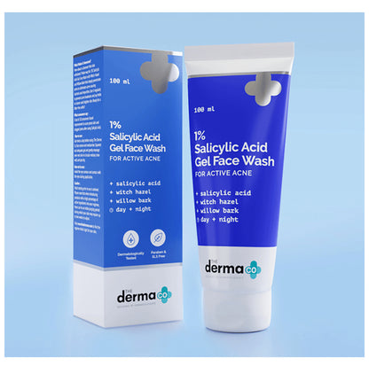 The Derma Co 1% Salicylic Acid Day & Night Face Wash Gel | Face Care Product for Active Acne