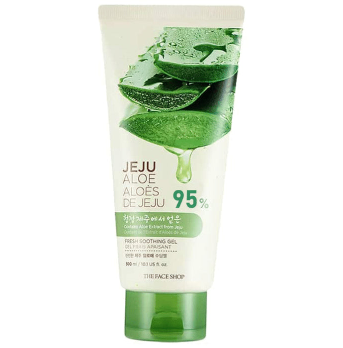 The Face Shop Jeju Aloe Fresh Soothing Gel Tube With Vitamin E, Pure Non Sticky Aloe Gel For Body, Face & Hair - Classic Derma