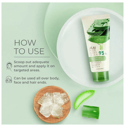 The Face Shop Jeju Aloe Fresh Soothing Gel Tube With Vitamin E, Pure Non Sticky Aloe Gel For Body, Face & Hair