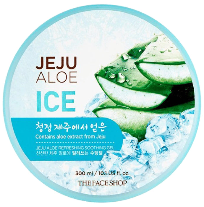 The Face Shop Jeju Aloe Refreshing Soothing Ice Gel With Vitamin E, Pure Cooling Aloe Gel For Body, Face & Hair Gel - Classic Derma