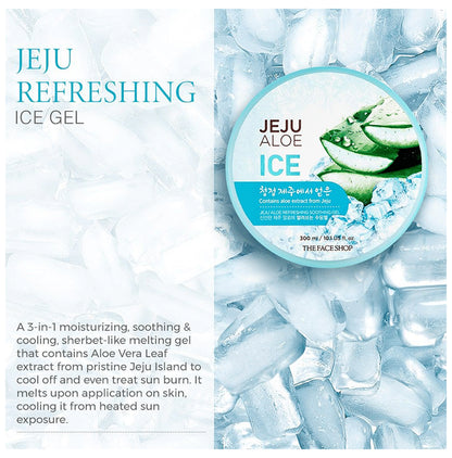 The Face Shop Jeju Aloe Refreshing Soothing Ice Gel With Vitamin E, Pure Cooling Aloe Gel For Body, Face & Hair Gel