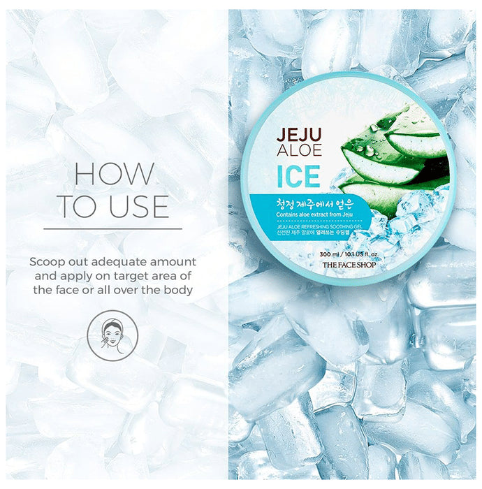 The Face Shop Jeju Aloe Refreshing Soothing Ice Gel With Vitamin E, Pure Cooling Aloe Gel For Body, Face & Hair Gel