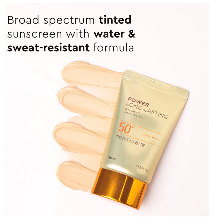 The Face Shop Power Long-Lasting Spf 50+ Pa+++ Tinted Suncream For Uv A, Uv B & Broad Spectrum Protection SPF 50+ PA+++