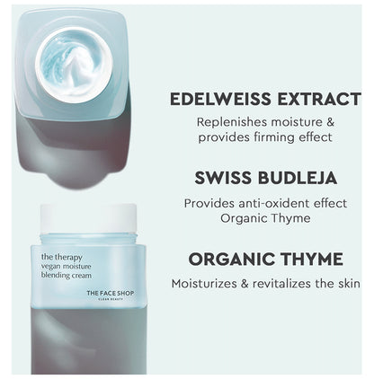 The Face Shop The Therapy Vegan Moisture Blending Cream With 48Hr Hydration, Lightweight Gel & Cream Based Hydration Moisturizer