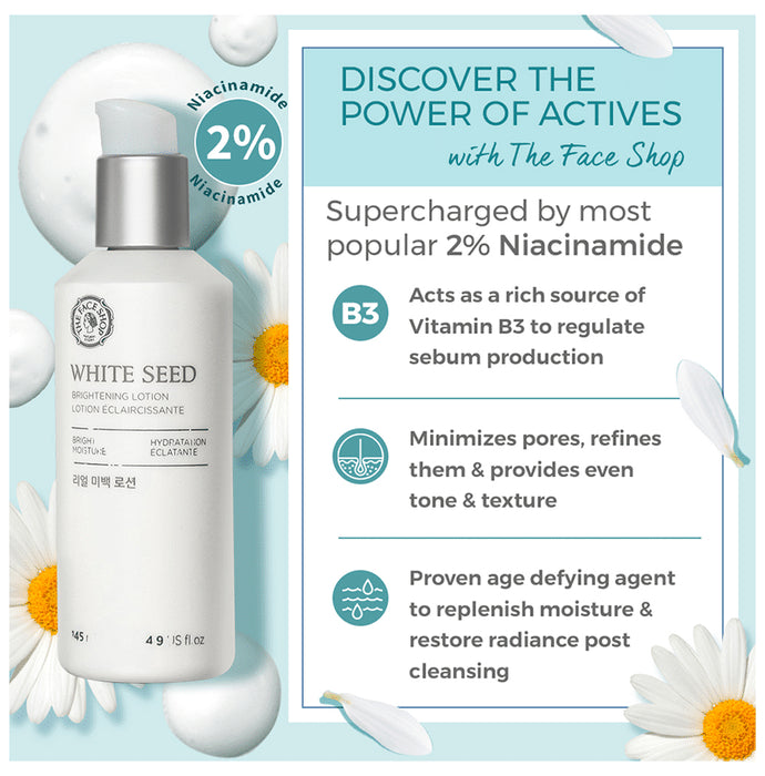 The Face Shop White Seed Brightening Face Lotion With Niacinamide & Vitamin B, Daily Face Moisturizer For Dark Spots, Dullness & Acne Scars