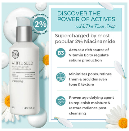 The Face Shop White Seed Brightening Face Lotion With Niacinamide & Vitamin B, Daily Face Moisturizer For Dark Spots, Dullness & Acne Scars