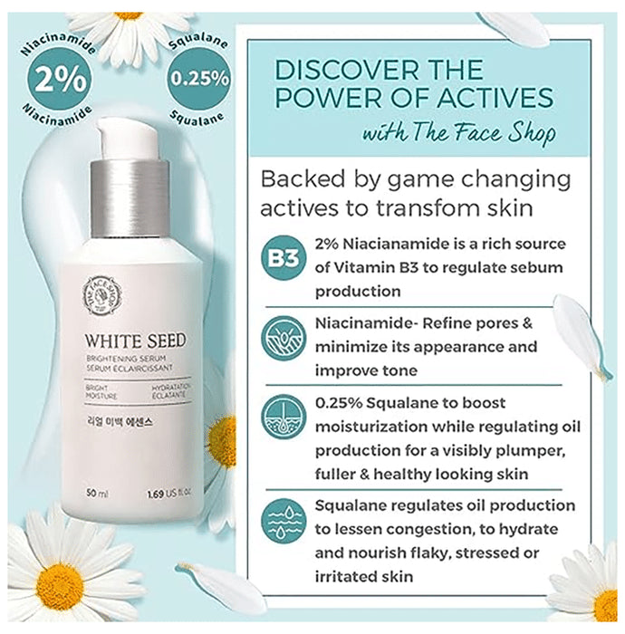 The Face Shop White Seed Brightening Serum With Niacinamide & Hyaluronic Acid, Face Serum To Treat Dark Spots & Uneven Skin Tone