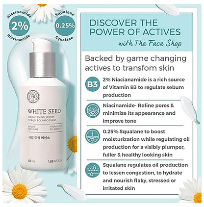 The Face Shop White Seed Brightening Serum With Niacinamide & Hyaluronic Acid, Face Serum To Treat Dark Spots & Uneven Skin Tone
