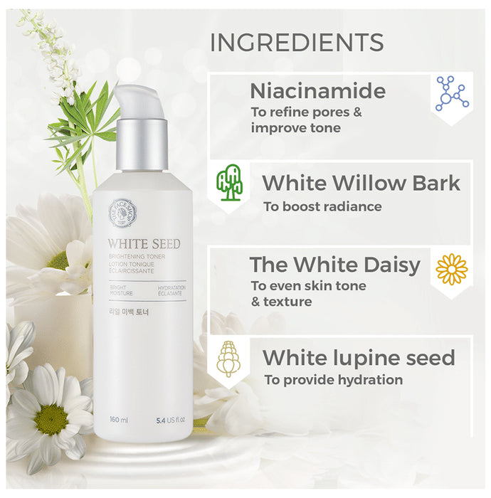 The Face Shop White Seed Brightening Toner With Niacinamide & Vitamin B, Face Toner Dark Spots, Dullness & Acne Scars