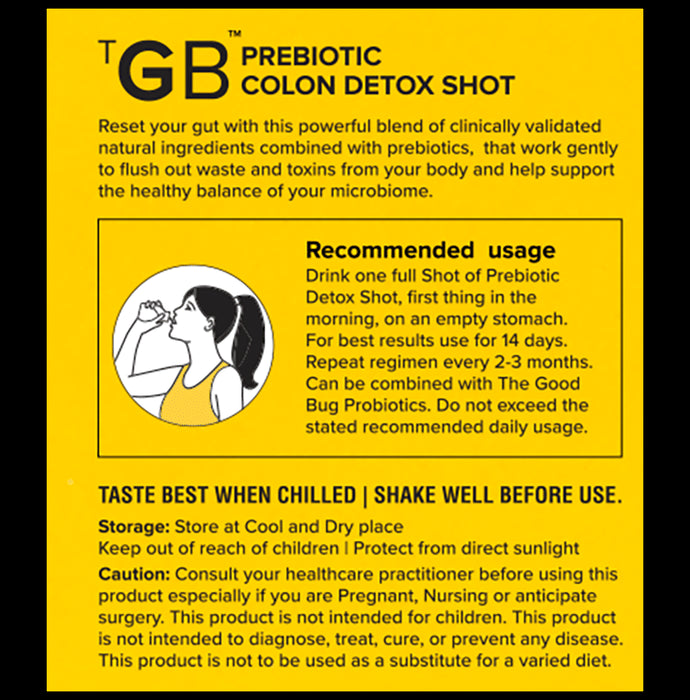 The Good Bug Gut Cleanse Prebiotic Colon Detox Shot (70ml Each)