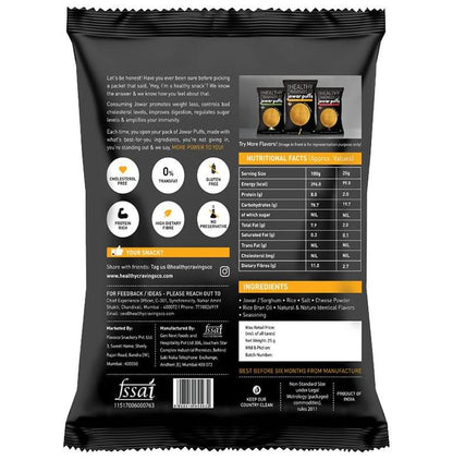 The Healthy Cravings Co Roasted Jowar Puffs (25gm Each) Cheddar Cheese