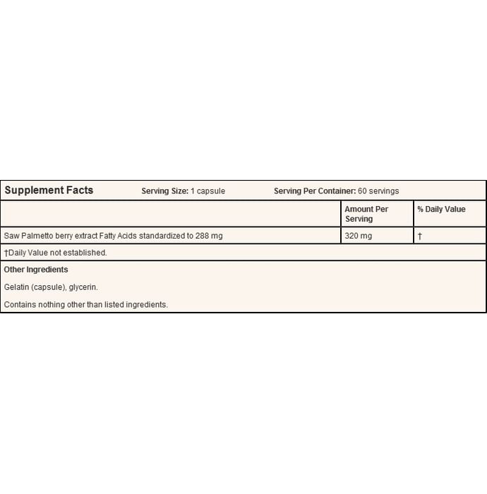 Doctor's Best Saw Palmetto 320mg Softgels | For Healthy Prostate Function